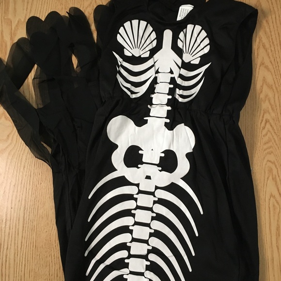 New 1pc Girls Skeleton Dress Halloween Costume One Size Fits Ages 6-8 - Picture 2 of 9
